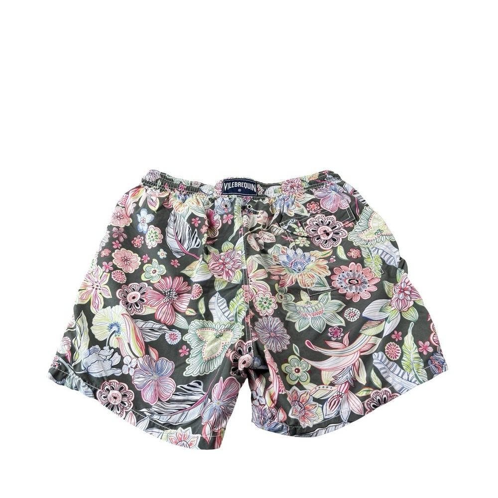 Vilebrequin Green Multicolor Floral AOP Mesh Lined Swimtrunk Size 2XL XXL